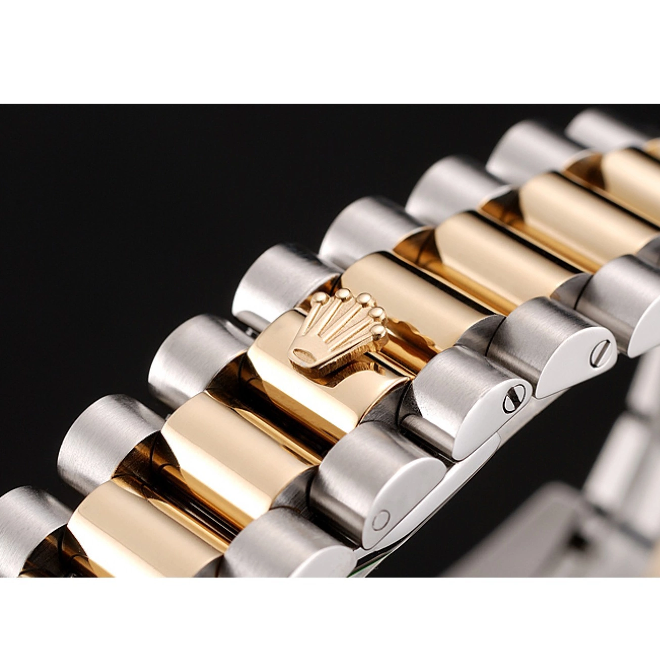 Rolex aaa copy Case Stainless Two Dial Day-Date Tone Black 1453976 Rolex Steel Swiss Bracelet Gold Diamond 0624
